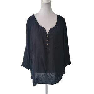 Torrid Size 2 Sheer‎ Popover Bronze Stud Blouse lightweight v-neck chiffon glam